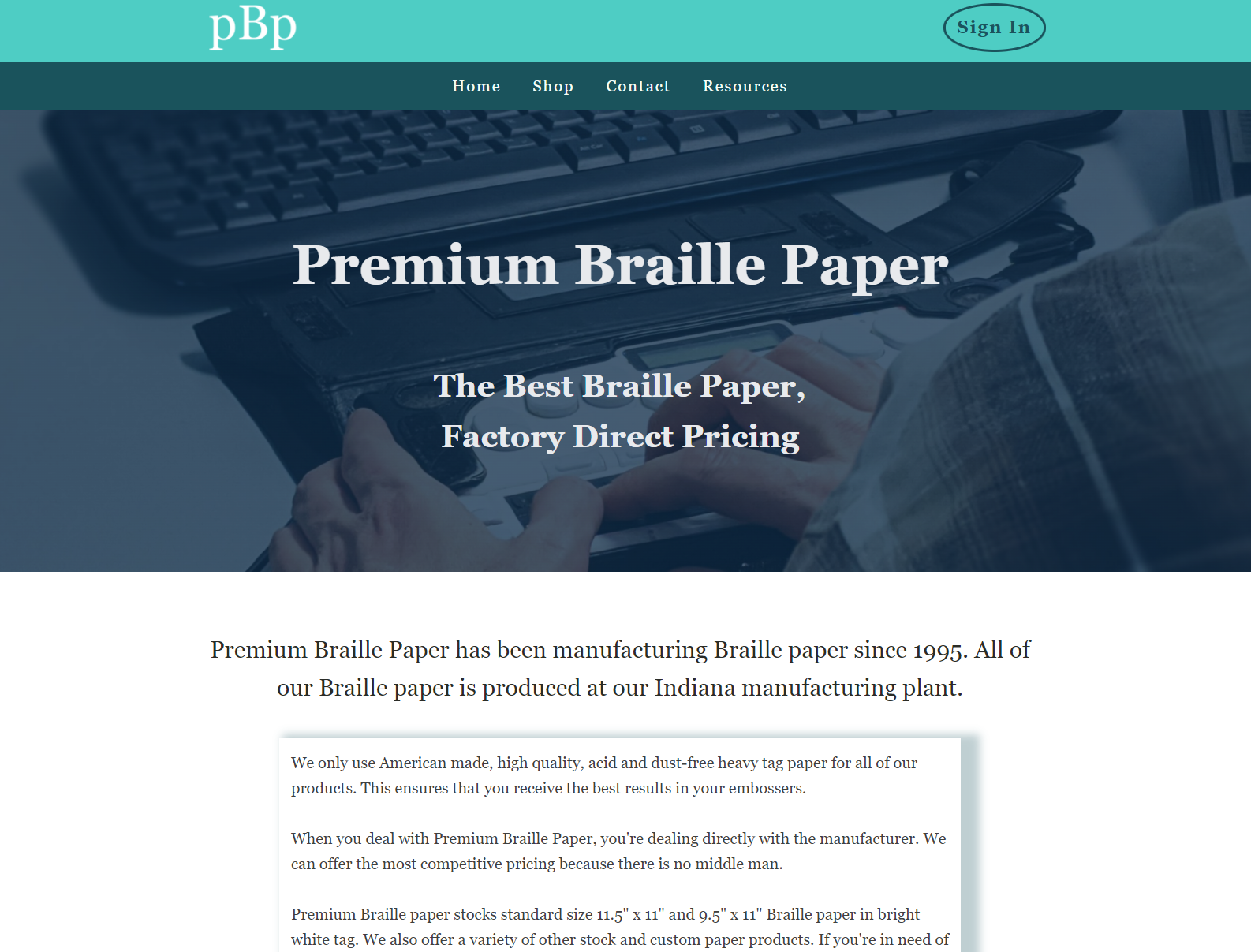 Premium Braille Paper website